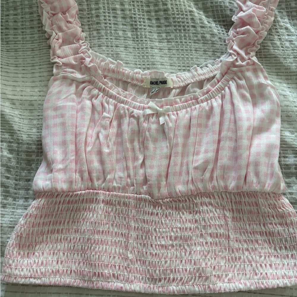 Rachel Parcell Pink Checkered Blouse